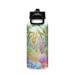 stainless steel water bottle with a straw lid